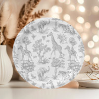 Toile de Jouy Safari Tiere grau Baby Dusche