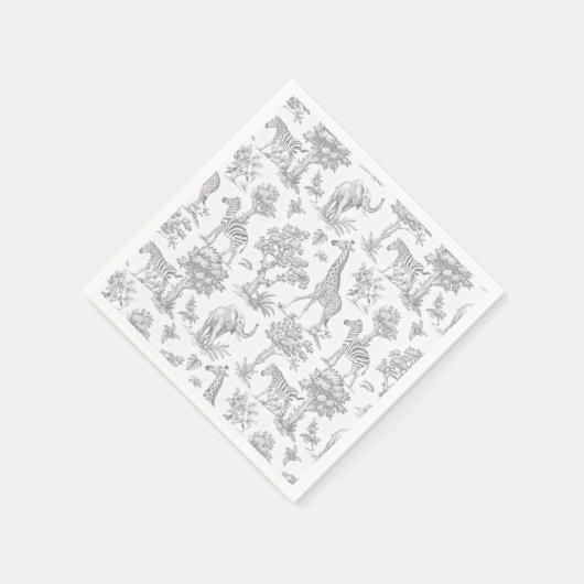 Toile de Jouy Safari Tiere grau Baby Dusche Serviette (Ecke)