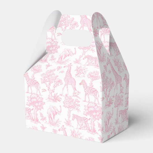 Toile de Jouy Safari Tiere Pink Bow elegant Geschenkschachtel (Rückseite)