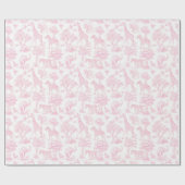 Toile de Jouy Safari Tiere rot Rosa elegant Geschenkpapier (Flach)