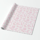 Toile de Jouy Safari Tiere rot Rosa elegant Geschenkpapier (Ungerollt)