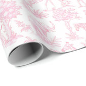Toile de Jouy Safari Tiere rot Rosa elegant Geschenkpapier (Rolleneckpunkt)