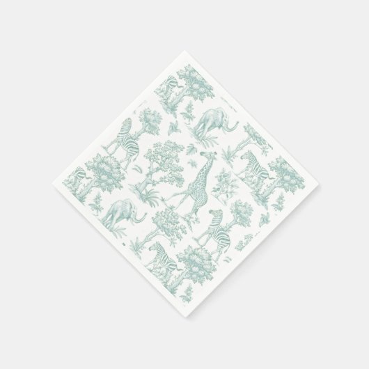 Toile de Jouy Safari Tiere Sage Baby Dusche Serviette (Ecke)