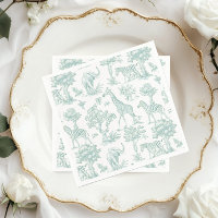 Toile de Jouy Safari Tiere Sage Baby Dusche