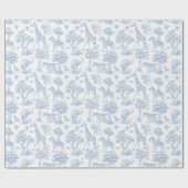 Toile de Jouy Safari Tiere staubblau elegant Geschenkpapier (Flach)