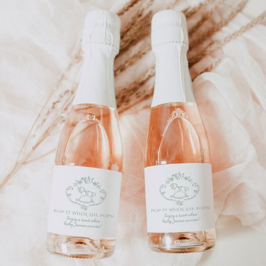 Toile de jouy Sage green Pop es, wenn sie Pop Schaumweinetikett