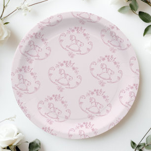 Toile de Jouy Schaukelpferd Pink Baby Girl Babypar Pappteller
