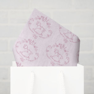 Toile de Jouy Schaukelpferd Pink Baby Girl Babypar Seidenpapier