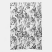 Toile de jouy, schwarz-weiß, Porzellan, Geschirrtuch (Vertikal)