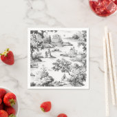 Toile de jouy, schwarz-weiß, Porzellan, Serviette (Beispiel)