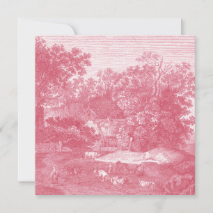 Toile de Jouy Shabby Pink Pastorale Landschaft Einladung