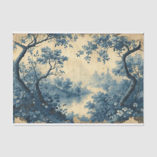 Toile de Jouy - Stillwasserlandschaft Seidenpapier (Vorderseite)