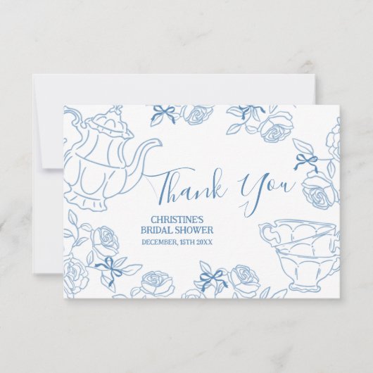 Toile de Jouy Tea Babydusche Danke Karte (Vorderseite)