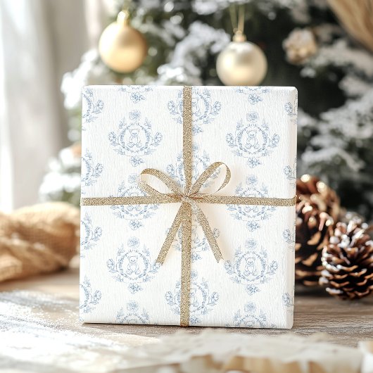 Toile de Jouy Teddy Babydusche Geschenkpapier