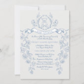 Toile de Jouy Teddy Bär Chinoiserie Babydusche Einladung (Vorderseite)