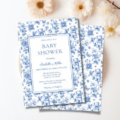 Toile De Jouy Teddy Bear Baby Shower Boy Einladung