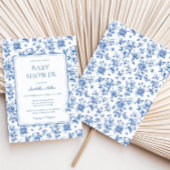 Toile De Jouy Teddy Bear Baby Shower Boy Einladung