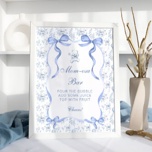 Toile De Jouy Teddy Bear Baby Shower Mama-osa Bar Poster
