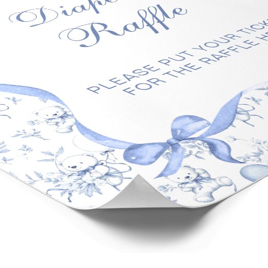 Toile De Jouy Teddy Bear Babydusche Windelwanne Poster (Ecke)