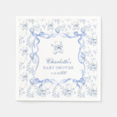 Toile De Jouy Teddy Bear Dusty Blue Baby Dusche Serviette (Vorderseite)
