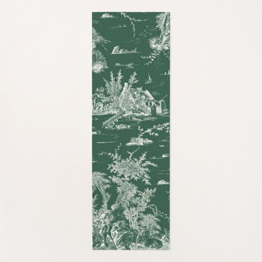 Toile de Jouy verte Yogamatte (Vorderseite)