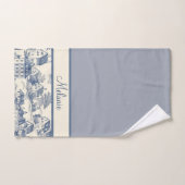 Toile de Jouy Village Scene Border auf Blue Badhandtuch Set (Handtuch)