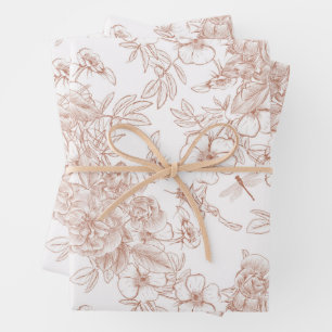 Toile-De-Jouy Vintage Französisches Muster Geschenkpapier Set