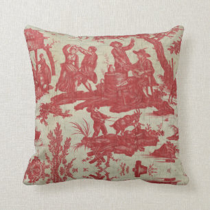 Toile de jouy Vintage Illustration Rot der Brunnen Kissen