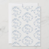 Toile de Jouy Vintage Spielzeugrahmen Babydusche Einladung (Rückseite)