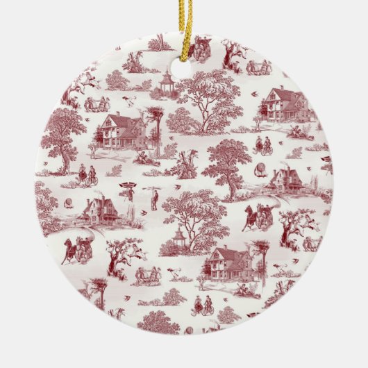Toile De Jouy - Vintager Nachmittag Keramikornament (Vorne)