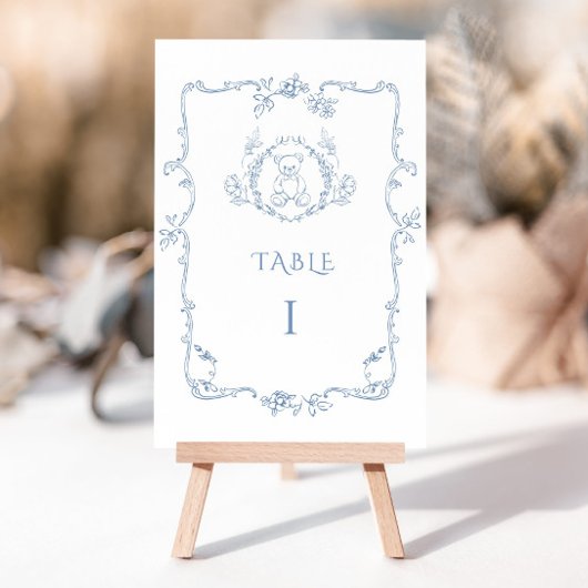 Toile de Jouy Vintager Teddybär Tischnummer