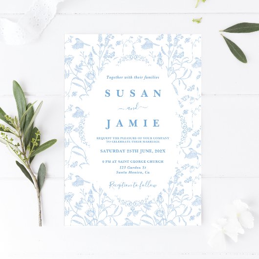 Toile de Jouy Wedding Einladung