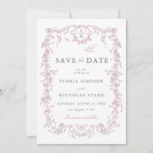 Toile de Jouy Wedding Save the Date Dusty Pink (Vorderseite)