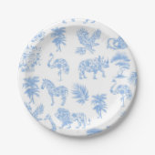 Toile de Jouy White und Blue Safari Pappteller (Vorderseite)