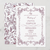 Toile De Joy Pflaumenhochzeit  Einladung (Vorne/Hinten)