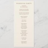 Toile de Romance Wedding Programm (Rückseite)