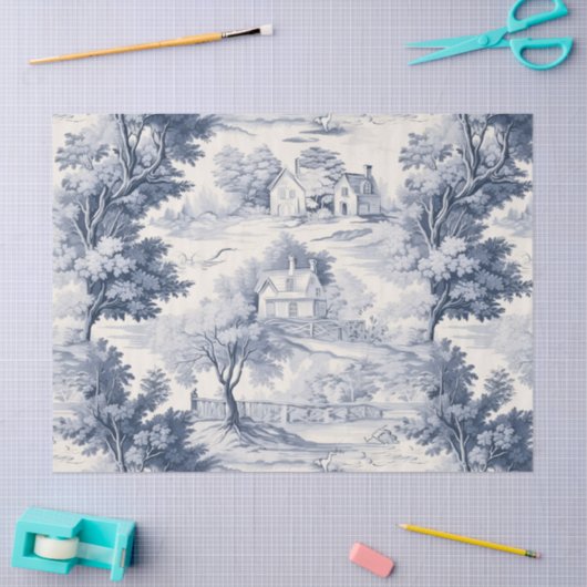 Toile du Jouy Blue Faux French  Seidenpapier (Basteln)