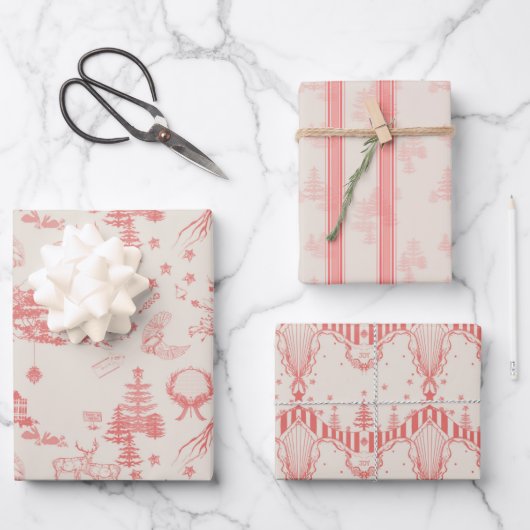 Toile Du Jouy Wrapping Paper Flat Sheet Set 3 Geschenkpapier Set (Vorderseite)