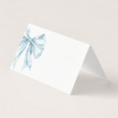 Toile Dusty Blue Bow Brautparty Platzkarte (Vorderseite)