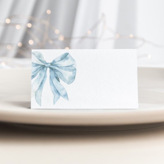 Toile Dusty Blue Bow Brautparty Platzkarte