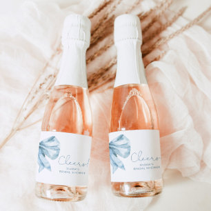 Toile Dusty Blue Bow minimalistisches Brautparty Schaumweinetikett