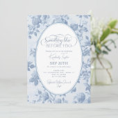 Toile Dusty Blue Etwas Blue Brautparty Einladung (Stehend Vorderseite)