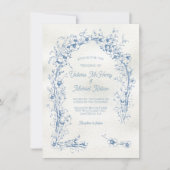 Toile Floral Arch Einfache Hochzeit Einladung (Vorderseite)