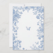 Toile Floral Blue Baby Dusche Einladung (Rückseite)