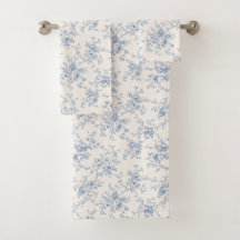 Toile Floral Bouquet Blau Creme Vintage Botanisch