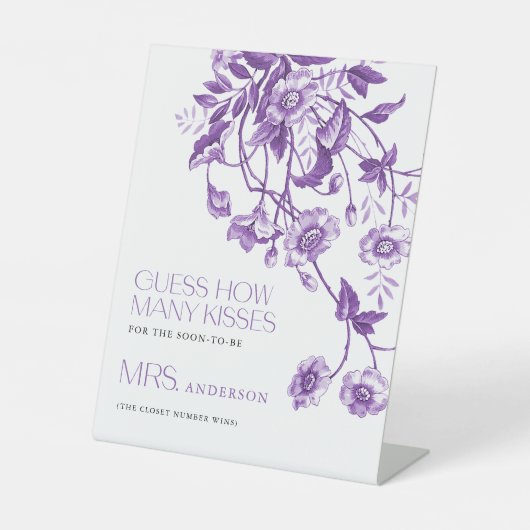 Toile Floral Brautparty Ratet wie viele Kisses Sockelschild (Vorderseite)