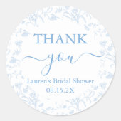 Toile Floral Brautparty Runder Aufkleber (Vorderseite)