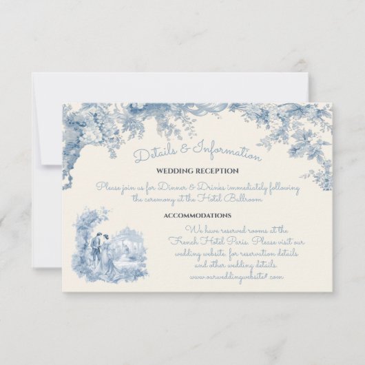 Toile Floral chateau Hochzeitsdetails Einladung (Vorderseite)