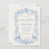 Toile Floral love birds Wedding Einladung (Vorderseite)