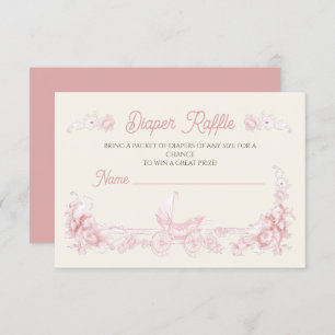 Toile Floral Pink Teddy Bär Diaper Raffel Einladung